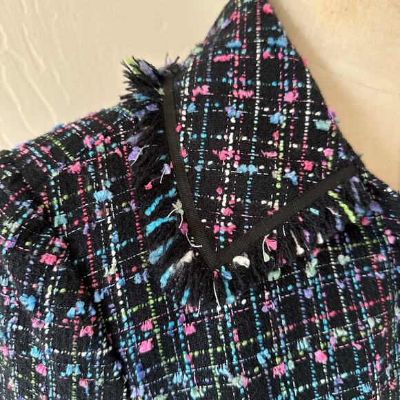 KORET | Womens Colorful Fringe Pocket Tweed Confetti Ribbon Blazer 10 Grannycore - Picture 3 of 10